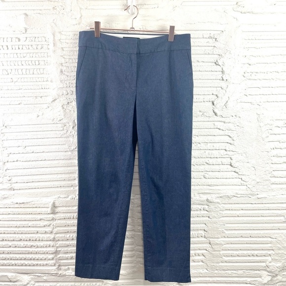 Talbots Slim Crop Chambray Trousers Cotton Modal Blend Size 4 - Picture 1 of 13